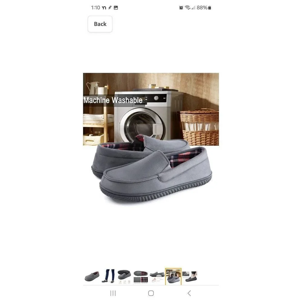 New Size 9 Rock Dove Grey Alexander Flannel Lined Loafer Slippers House Shoe NWT - Picture 6 of 12